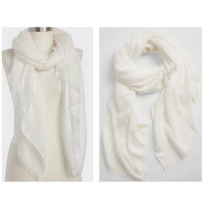 GAP Knit Scarf, White, 36" x 75" Rectangular, Viscose Rayon Blend